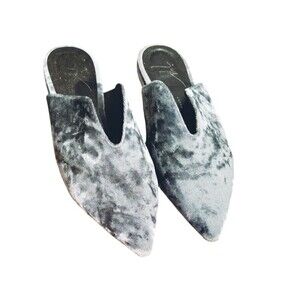 GIUSEPPE ZANOTTI Flats Women's 6 Baby Blue Crushed Velvet Made In Italy Designer